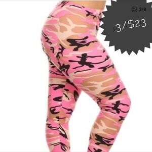 3/$23 New PLUS SIZE PINK CAMOUFLAGE SOFT LEGGINGS